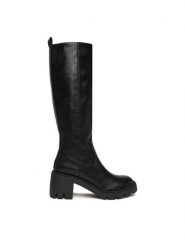 JENNY Kozaki CEO-R25SS06030 Czarny. Czarne kozaki Jenny, z materiału, bez obcasa, na słupku, bez zapięcia. Za 229.99 zł.