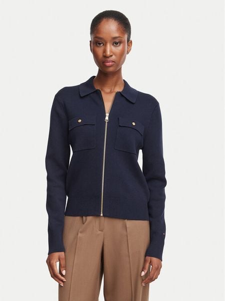 Tommy Hilfiger Kardigan WW0WW51415 Granatowy Regular Fit. Niebieskie kardigany TOMMY HILFIGER, l, bez wzorów, z bawełny. Za 649.99 zł.