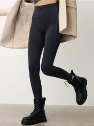 Legginsy - szary. Szare legginsy Sinsay, l, bez wzorów, z materiału. W wyprzedaży za 12.99 zł.