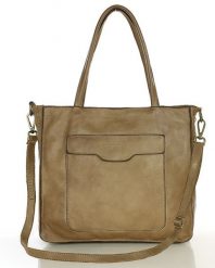 Torba shopper beżowa z kieszeniami skóra naturalna – MARCO MAZZINI. Brązowe shopper bez wzorów, ze skóry, vintage, bez dodatków. Za 574.99 zł.