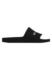 Under Armour Klapki "Shower Slide" w kolorze czarnym rozmiar: 40,5. Czarne klapki Under Armour, bez wzorów, z otwartym noskiem, bez obcasa. Za 74.99 zł.