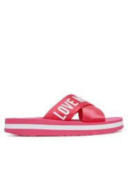 LOVE MOSCHINO Klapki JA28324G0MIX3604 Różowy. Czerwone klapki Love Moschino, bez wzorów, z materiału, bez obcasa. Za 719.99 zł.