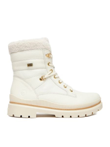 Remonte Trzewiki CEO-D0C77-80 Biały. Białe botki Remonte, bez wzorów, ze skóry, bez obcasa, na płaskiej podeszwie, bez zapięcia. Za 419.99 zł.