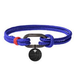 Bransoletka Marine niebieska z czarną piłką do koszykówki. Czarne bransoletki Lilou, ze stali. Za 288.00 zł.
