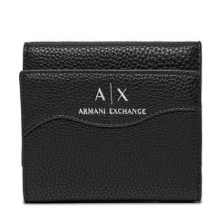 Mały Portfel Damski Armani Exchange. Czarne portfele Armani Exchange, bez wzorów. Za 299.99 zł.