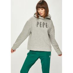 Pepe Jeans - Bluza. Szare bluzy Pepe Jeans, l, z aplikacjami, z bawełny, z kapturem. W wyprzedaży za 179.90 zł.