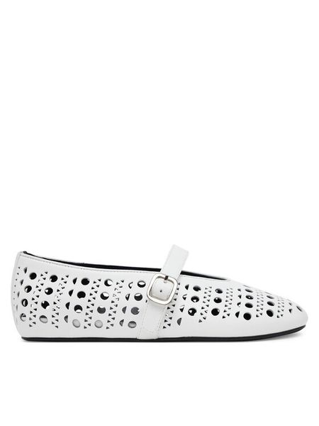 Badura Baleriny ELAN-SLT24067P-55 Biały. Białe baleriny Badura, bez wzorów, ze skóry, bez obcasa. Za 279.99 zł.