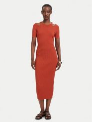 Fracomina Sukienka dzianinowa FJ26SD5001K56501 Czerwony jasny Slim Fit. Czerwone sukienki Fracomina, xl, bez wzorów, z dzianiny, bez kołnierzyka, bez ramiączek. Za 499.99 zł.