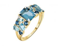 Pierścionek z żółtego złota z brylantami i topazami - próba 585. Żółte pierścionki Apart, z brylantem, złote. Za 5,090.00 zł.