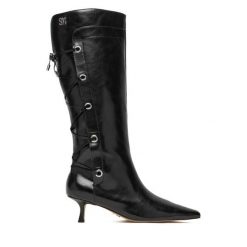 Kozaki Steve Madden. Czarne kozaki Steve Madden, bez obcasa, na szpilce, bez zapięcia. Za 729.99 zł.