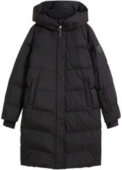 Płaszcz puchowy na podszewce z nadrukiem, z odpychającego wodę materiału. Brązowe płaszcze bonprix, bez wzorów, z puchu, bez kaptura. Za 429.99 zł.