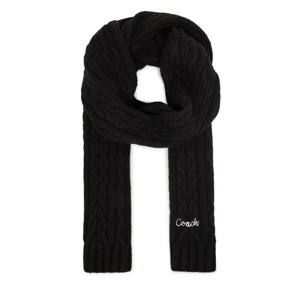 Szalik Coach. Czarne szaliki Coach, bez wzorów. Za 299.99 zł.