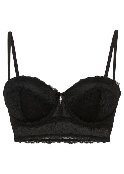 Biustonosz balkonetka z koronki. Czarne biustonosze bonprix, bez wzorów, z koronki. Za 79.99 zł.