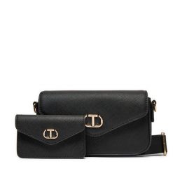 Torebka TWINSET. Czarne listonoszki Twinset, bez wzorów, bez dodatków. Za 549.99 zł.