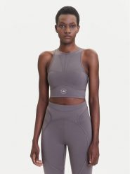 Adidas by Stella McCartney Biustonosz sportowy Training JW4543 Szary. Szare koszulki sportowe adidas by Stella McCartney, bez wzorów, z syntetyku, bez ramiączek, na fitness i siłownię. Za 399.99 zł.