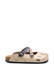 Calceo Klapki w kolorze beżowym ze wzorem rozmiar: 38. Brązowe klapki Calceo, bez wzorów, bez obcasa. Za 194.45 zł.