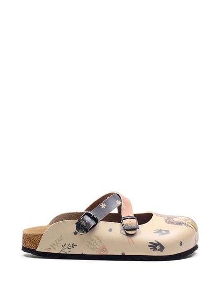 Calceo Klapki w kolorze beżowym ze wzorem rozmiar: 38. Brązowe klapki Calceo, bez wzorów, bez obcasa. Za 126.75 zł.