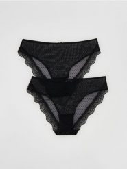 Siateczkowe majtki figi 2 pack - czarny. Czarne figi Reserved, l, bez wzorów. Za 59.99 zł.