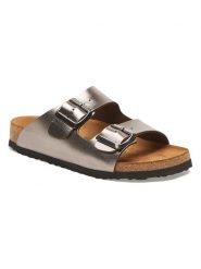 Comfortfusse Skórzane klapki w kolorze szarobrązowym rozmiar: 39. Brązowe klapki Comfortfüße, bez wzorów, z otwartym noskiem, bez obcasa. Za 237.73 zł.