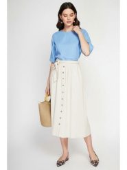 Le Jardin du Lin Lniana spódnica w kolorze kremowym rozmiar: 40. Brązowe spódnice Le jardin du lin, bez wzorów, ze lnu, midi. Za 108.99 zł.