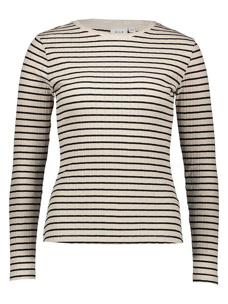 Vila Koszulka "Ameline" w kolorze beżowym rozmiar: XL. Brązowe bluzki Vila, xl, bez wzorów, bez kołnierzyka, bez ramiączek. Za 90.95 zł.