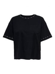 ONLY Koszulka "Terza" w kolorze czarnym rozmiar: L. Czarne bluzki Only, l, bez wzorów, z bawełny, bez kołnierzyka, bez ramiączek. Za 60.99 zł.