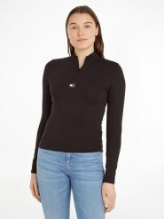 TOMMY JEANS Koszulka w kolorze czarnym rozmiar: L. Czarne bluzki Tommy Jeans, l, bez wzorów, z jeansu, bez kołnierzyka, bez ramiączek. Za 169.45 zł.