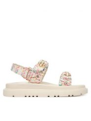 Aldo Sandały Gemima 14190497 Biały. Białe sandały Aldo, bez wzorów, z materiału, bez obcasa, na płaskiej podeszwie, bez zapięcia. Za 459.99 zł.