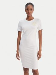 Versace Jeans Couture Sukienka codzienna 80HAOT02 CJ03T Biały Slim Fit. Białe sukienki Versace Jeans Couture, na co dzień, l, bez wzorów, z bawełny, bez kołnierzyka, bez ramiączek, proste. Za 659.99 zł.