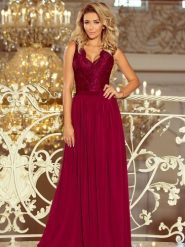 Sukienka Model Lea 211-2 Bordo - Numoco. Czerwone sukienki Numoco, l, bez wzorów, z elastanu, wizytowe, bez kołnierzyka, plus size, bez ramiączek, maxi. Za 558.47 zł.