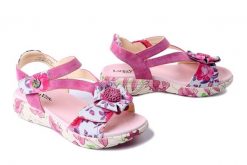 LAURA VITA 0006765 Sanao 04 lilas, sandały damskie. Czerwone sandały Laura Vita, bez wzorów, ze skóry, bez obcasa, na koturnie, bez zapięcia. Za 369.90 zł.