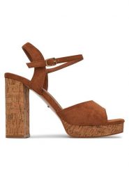 DeeZee Sandały MS225-38 Brązowy. Brązowe sandały DeeZee, bez wzorów, z materiału, bez obcasa, na słupku, bez zapięcia. Za 139.99 zł.