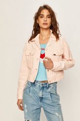 LEE CROPPED JACKET DAMSKA KURTKA JEANSOWA RELAXED CRYSTAL PINK L54QKGNA 112112908. Różowe kurtki Lee, l, bez wzorów, z jeansu, bez kaptura. Za 209.99 zł.