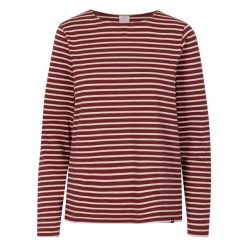 Damska Koszulka W Prążki Karen Yarn Dyed Stripe Shirt. Czerwone bluzki Trespass, m, bez wzorów, sportowe, bez kołnierzyka, bez ramiączek. Za 99.99 zł.