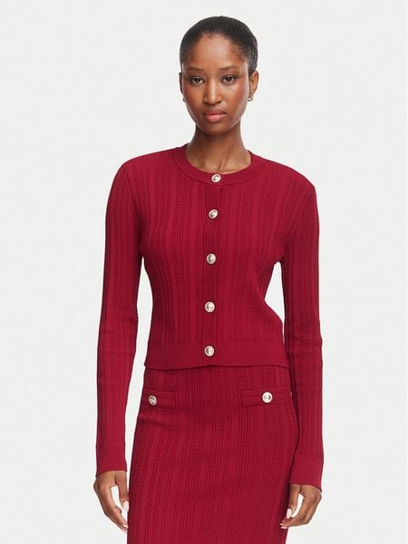 Guess Kardigan W6YR26 Z0973 Bordowy Regular Fit. Czerwone kardigany Guess, s, z aplikacjami, z syntetyku. Za 426.99 zł.