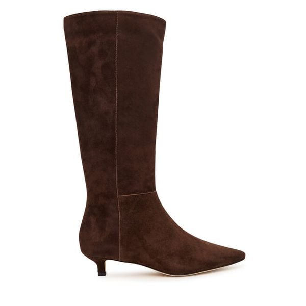 Kozaki LAUREN RALPH LAUREN. Brązowe kozaki Lauren Ralph Lauren, bez obcasa, na szpilce, bez zapięcia. Za 1,299.00 zł.