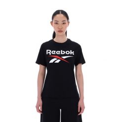 Koszulka damska Reebok Gym & Pilates. Czarne bluzki Reebok, s, bez wzorów, z bawełny, sportowe, bez kołnierzyka, bez ramiączek. Za 129.99 zł.