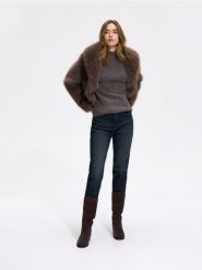 Jeansy mom - granatowy. Niebieskie jeansy Reserved, bez wzorów. Za 129.99 zł.
