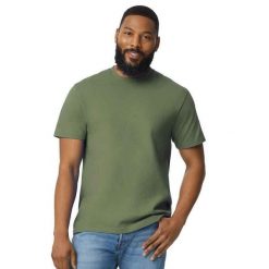 Bawełniana Lekka Koszulka Unisex Dla Dorosłych. Zielone bluzki GILDAN, xl, bez wzorów, z bawełny, sportowe, bez kołnierzyka, bez ramiączek. Za 32.99 zł.