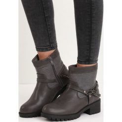 Szare Botki Anklecuff. Szare botki Born2be, bez wzorów, bez obcasa, na płaskiej podeszwie, bez zapięcia. Za 79.99 zł.