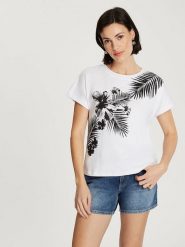 Cross Jeans Koszulka w kolorze białym rozmiar: XL. Białe bluzki Cross Jeans, xl, bez wzorów, z bawełny, bez kołnierzyka, bez ramiączek. Za 57.06 zł.