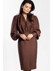 Awama Sukienka w kolorze brązowym rozmiar: L. Brązowe sukienki Awama, l, bez wzorów, bez kołnierzyka, bez ramiączek, midi. Za 196.70 zł.