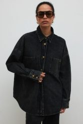 Koszula jeansowa w kolorze WASHED BLACK- INSPIRE-S/M. Czarne koszule Marsala, m, bez wzorów, z denimu, biznesowe, bez kołnierzyka, bez ramiączek. Za 1.00 zł.