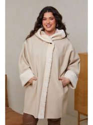 Curvy Lady Płaszcz zimowy w kolorze beżowym rozmiar: 40/42. Brązowe płaszcze Curvy Lady, na zimę, bez wzorów, z puchu, bez kaptura. Za 158.10 zł.