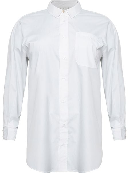 KAFFE curve Tunika "Lone" w kolorze białym rozmiar: 52. Białe tuniki KAFFE curve, bez wzorów, z bawełny, bez kołnierzyka, bez ramiączek. Za 86.78 zł.