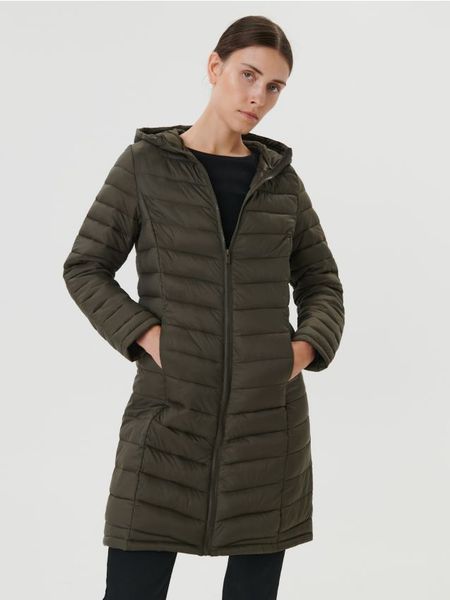 Płaszcz pikowany - zielony. Zielone płaszcze Sinsay, l, bez wzorów, bez kaptura. Za 119.99 zł.