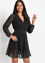 Sukienka mini z falbaną. Czarne sukienki bonprix, bez wzorów, eleganckie, bez kołnierzyka, bez ramiączek, mini. Za 189.99 zł.