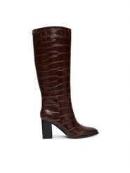 Guess Kozaki FLFPER LEP11 Brązowy. Brązowe kozaki Guess, ze skóry, bez obcasa, na słupku, bez zapięcia. Za 799.99 zł.