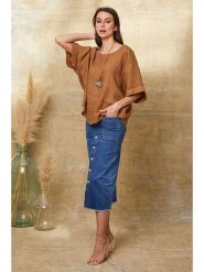 La Compagnie Du Lin Lniana koszulka "Calane" w kolorze karmelowym rozmiar: L. Brązowe bluzki La Compagnie Du Lin, l, bez wzorów, ze lnu, bez kołnierzyka, bez ramiączek. Za 146.28 zł.