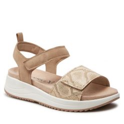 Sandały Caprice. Brązowe sandały Caprice, bez wzorów, bez obcasa, na płaskiej podeszwie, bez zapięcia. Za 219.99 zł.